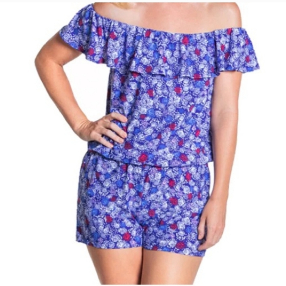 Tori Richard Honolulu Light Up The Sky Lucy Firework Off The Shoulder Romper